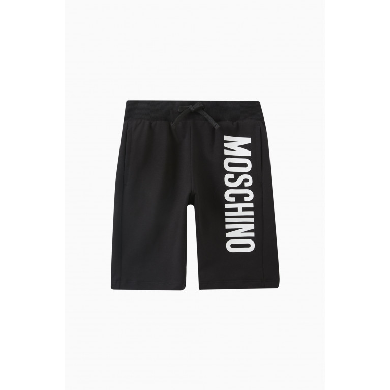 Moschino - Logo Print Shorts in Cotton Black