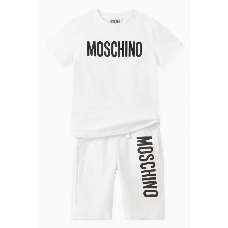 Moschino - Logo Print Shorts in Cotton White