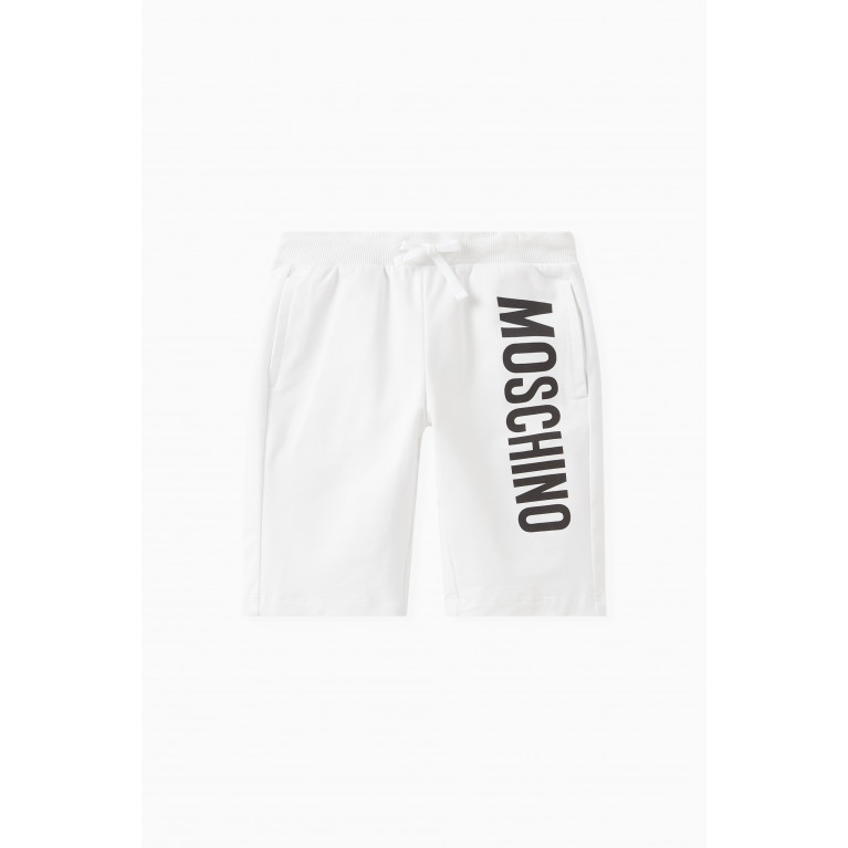 Moschino - Logo Print Shorts in Cotton White