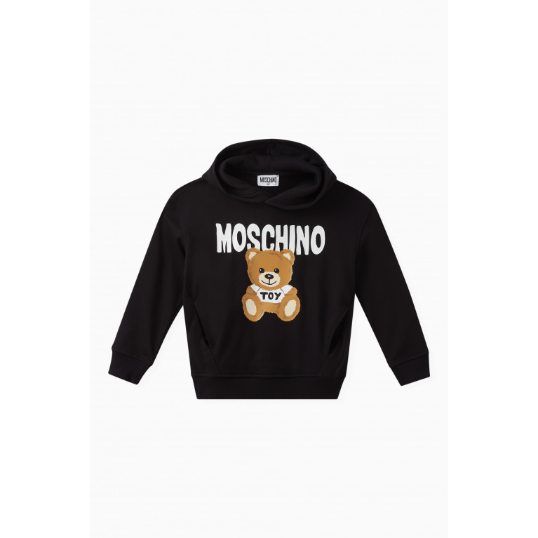 Moschino - Teddy Print Hoodie in Cotton Black