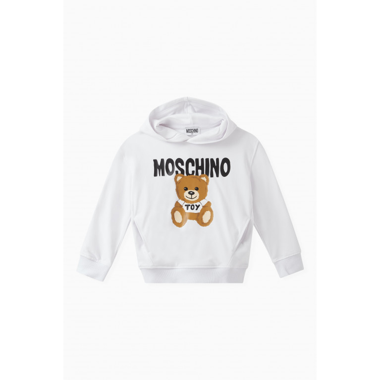 Moschino - Teddy Print Hoodie in Cotton White