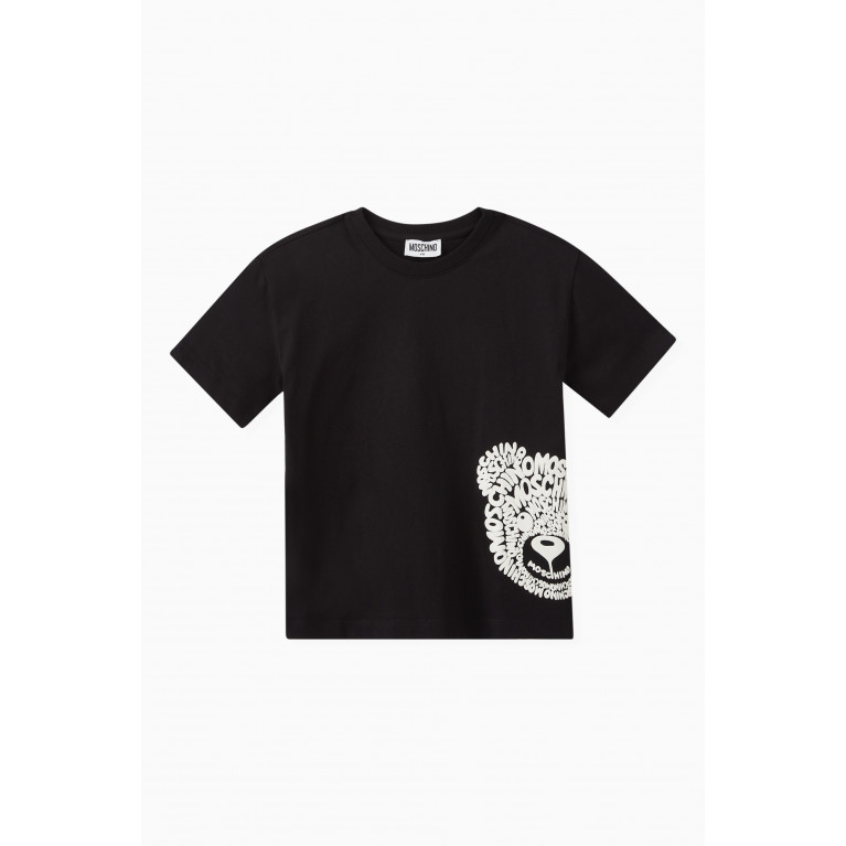 Moschino - Logo Teddy Bear Print T-shirt in Cotton Black