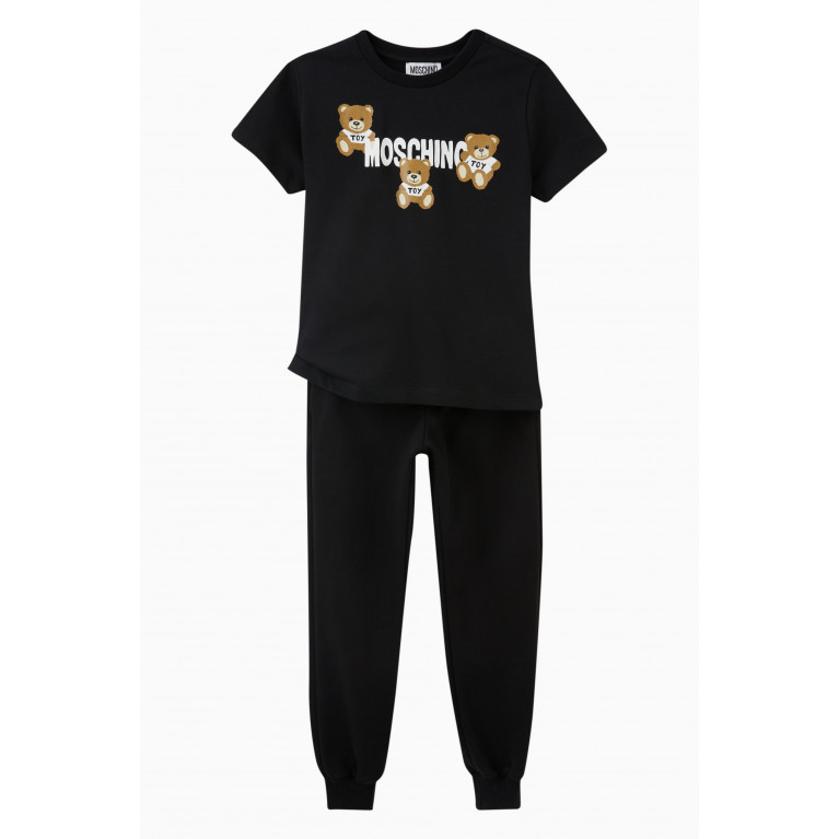 Moschino - Logo & Teddy Bear Print T-shirt in Cotton Jersey Black
