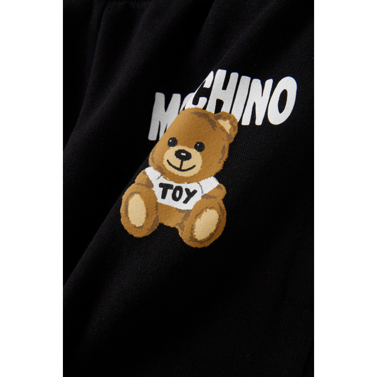 Moschino - Logo & Teddy Bear Print Sweatpants in Cotton Black