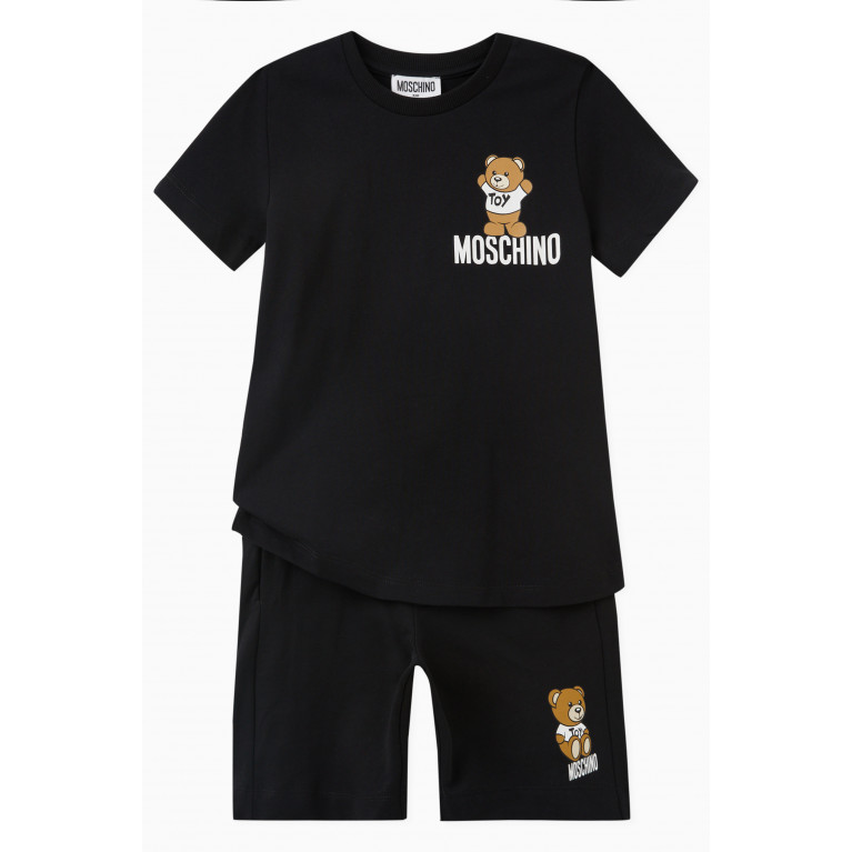 Moschino - Logo & Teddy Bear Print Sweatshorts in Cotton Black