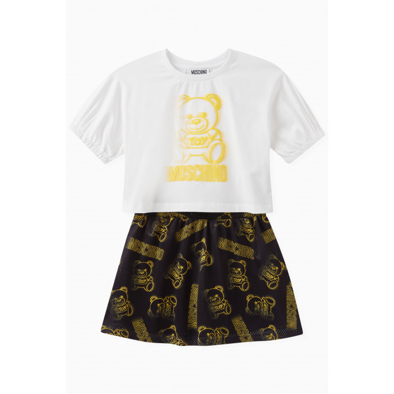 Moschino - Teddy Print T-shirt and Skirt, Set of Two