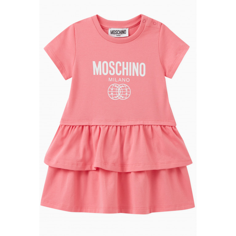 Moschino - Logo Tiered Dress in Cotton