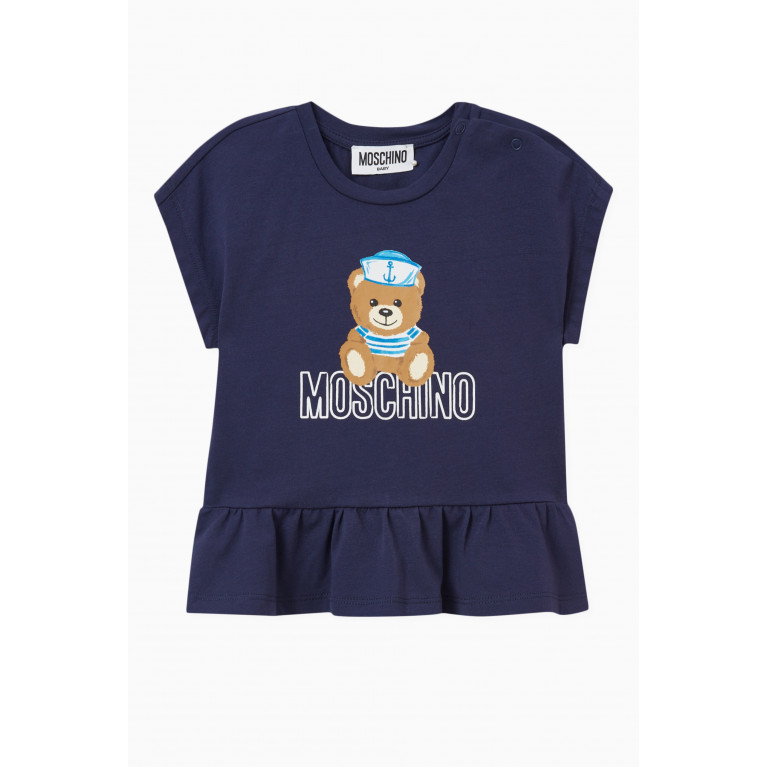 Moschino - Teddy Bear Ruffled Top in Cotton Blue