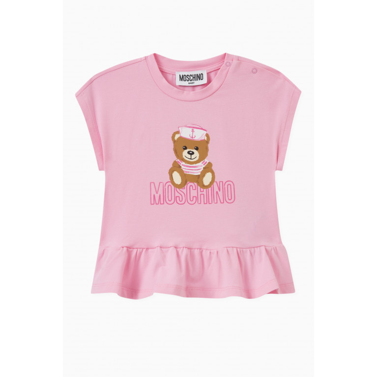 Moschino - Teddy Bear Ruffled Top in Cotton Pink