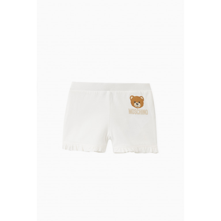 Moschino - Logo & Teddy Bear Print Shorts in Stretch Cotton