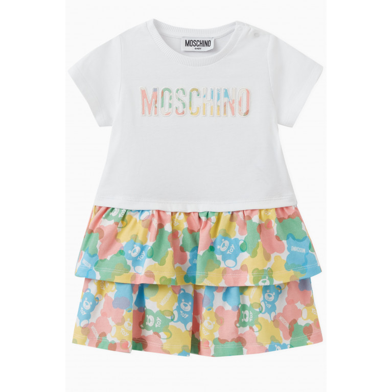 Moschino - Logo & Teddy Bear Print Dress in Cotton