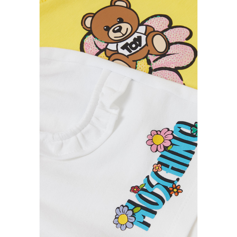 Moschino - Flower Teddy T-shirt & Shorts Set in Stretch Cotton White