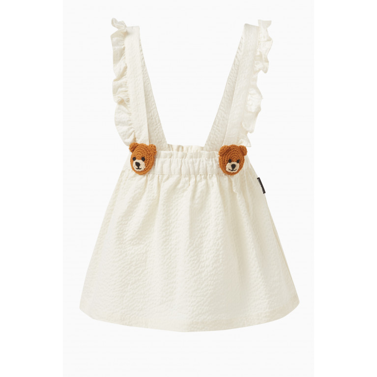 Moschino - Knitted Teddy Bear Strap Skirt in Cotton Gabardine Neutral