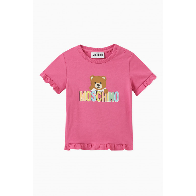 Moschino - Teddy Bear Logo T-shirt in Cotton Pink