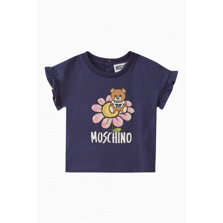 Moschino - Logo Print T-shirt in Cotton Blue