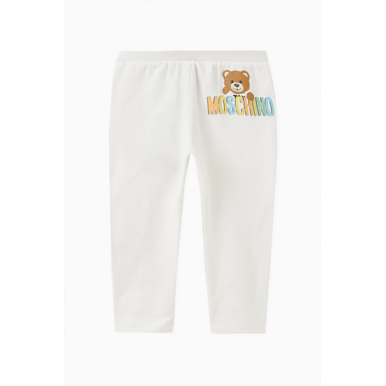 Moschino - Logo & Teddy Bear Print Leggings in Stretch Cotton Neutral