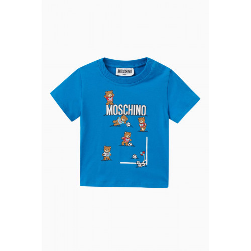 Moschino - Teddy Print T-shirt in Cotton Blue