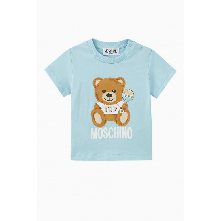 Moschino - Teddy Print T-shirt in Cotton Blue