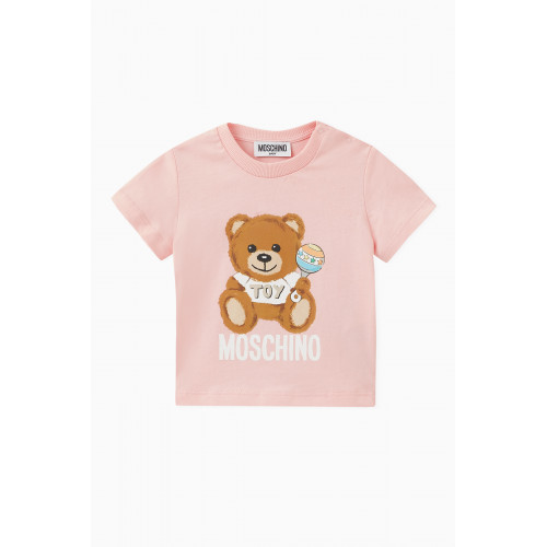 Moschino - Teddy Print T-shirt in Cotton Pink