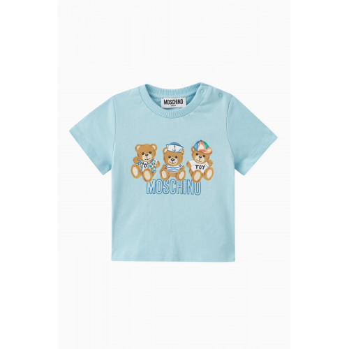 Moschino - Teddy Bear Logo T-shirt in Cotton Blue