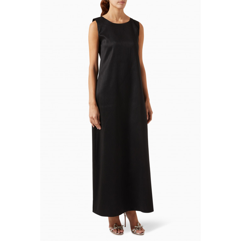 SH Collection - Embellished Abaya Set in Silk Black