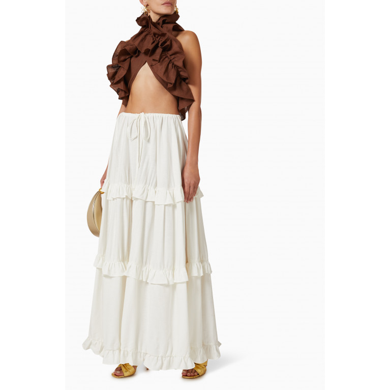 VANINA - Le Crepuscule Maxi Skirt in Linen White
