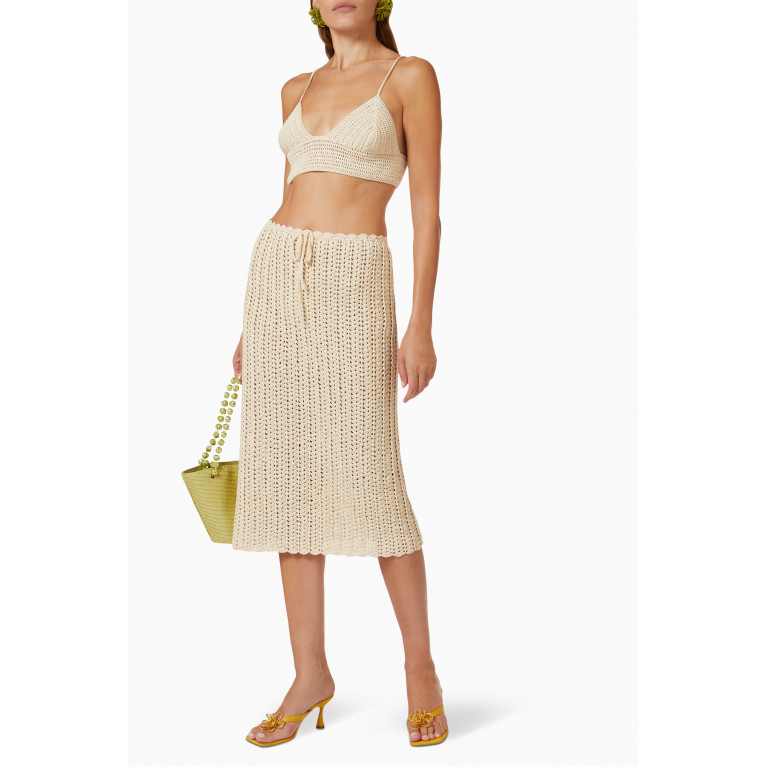 VANINA - Le Sable Crochet Midi Skirt in Cotton