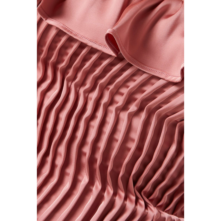 VANINA - The Vague Pleated Midi Dress in Cotton-linen Blend Pink