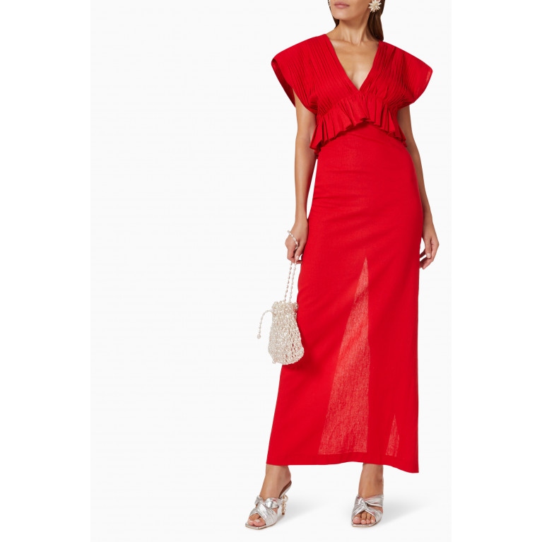 VANINA - La Mer Maxi Dress in Cotton-linen Blend