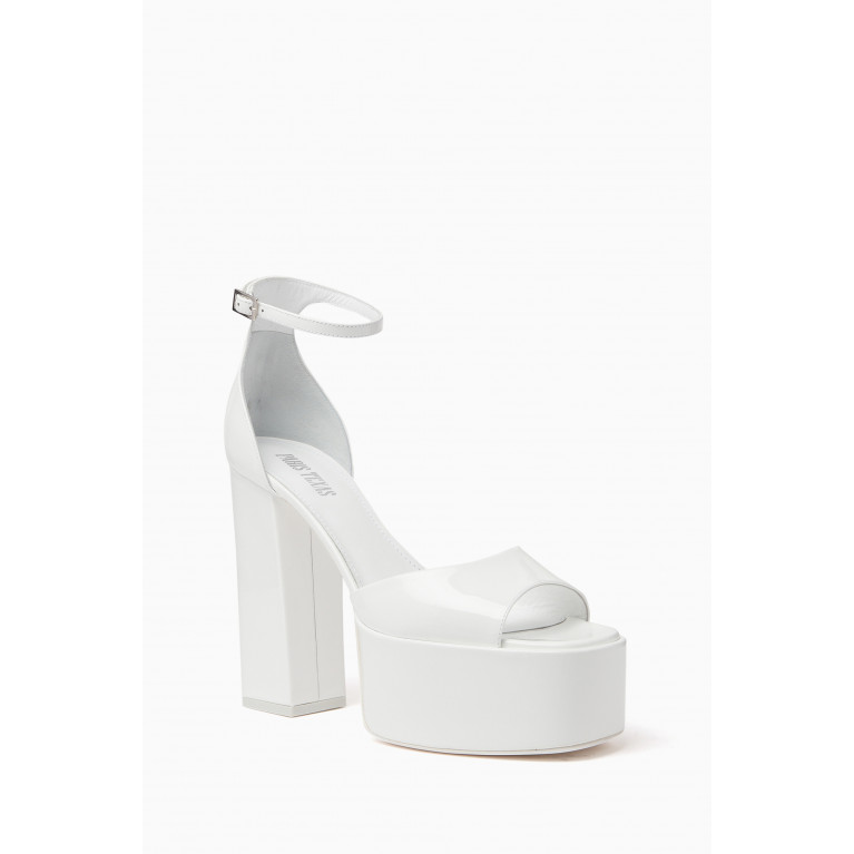 Paris Texas - Tatiana 130 Platform Sandals in Patent Leather White