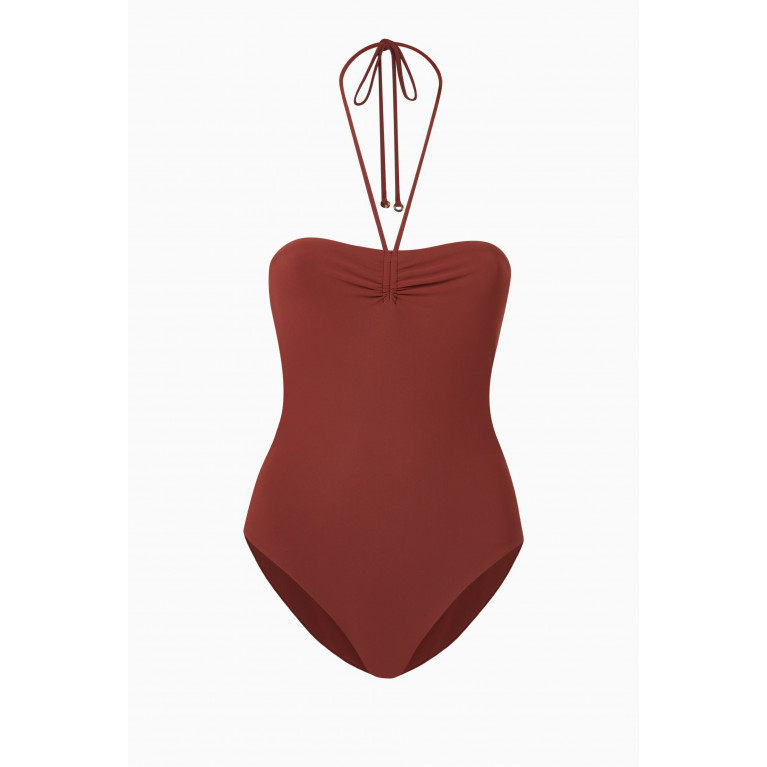 Anemos - The Sweetheart Halter One-piece Swimsuit Red