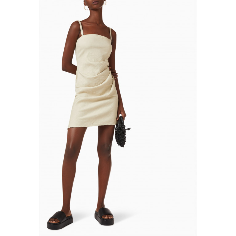 Anemos - The Nadege Draped Mini Dress in Stretch-linen