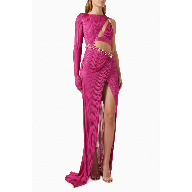 Raisa & Vanessa - Cut-out Gown in Metallic Knit