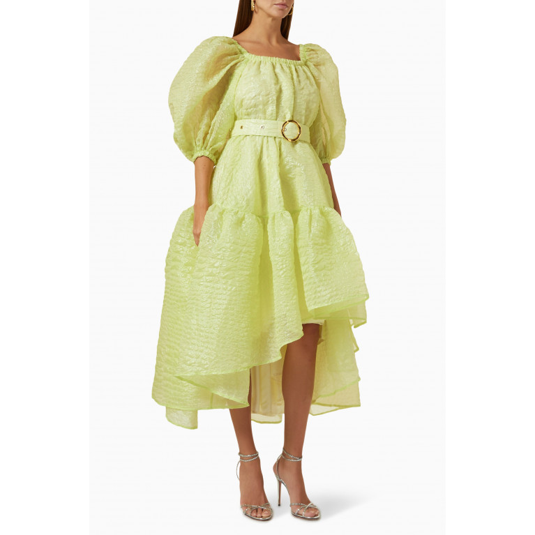Poca & Poca - Puff-sleeve Ruffled Midi Dress