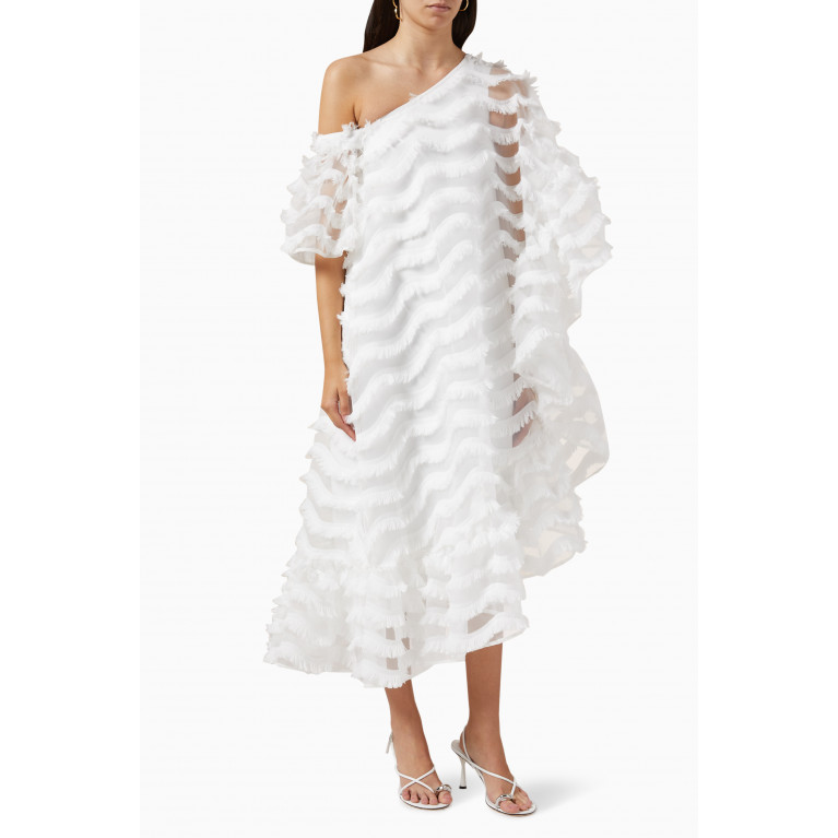 Poca & Poca - Feathery One-Sleeve Midi Dress
