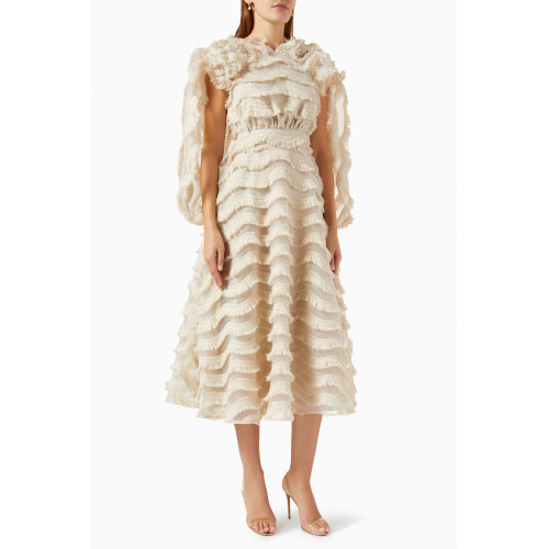 Poca & Poca - Tiered Feathery Midi Dress