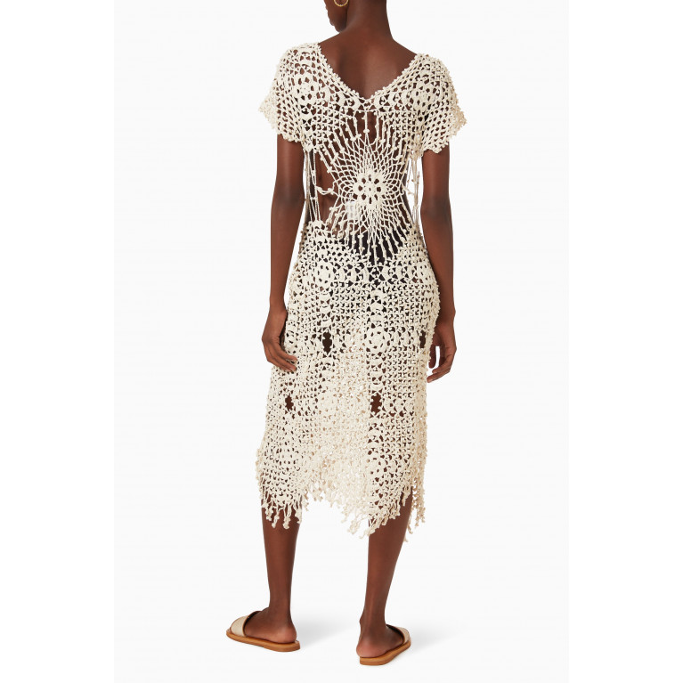 Alix Pinho - Yell Raw Crochet Midi Dress in Cotton