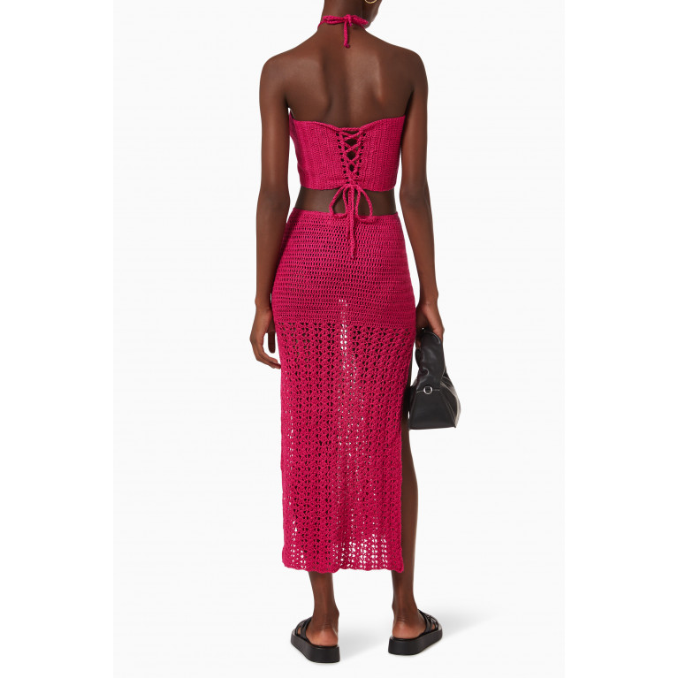 Alix Pinho - Dunas Cut-out Crochet Dress in Cotton Pink