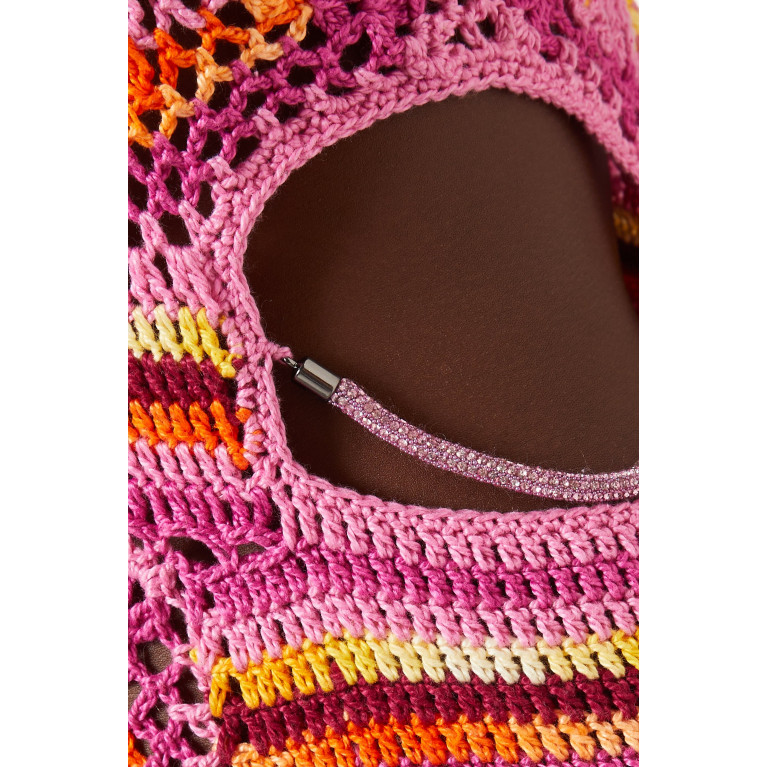Alix Pinho - Flowers Rhinestone-embellished Mini Crochet Dress in Cotton