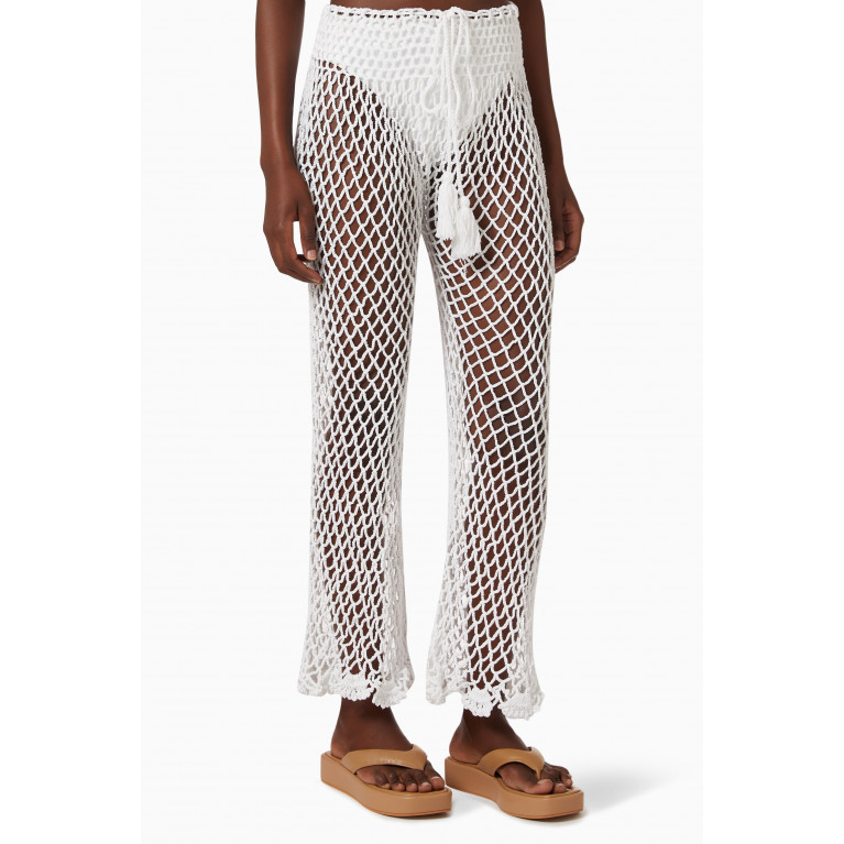 Alix Pinho - Smooth Air Crochet Pants in Cotton White