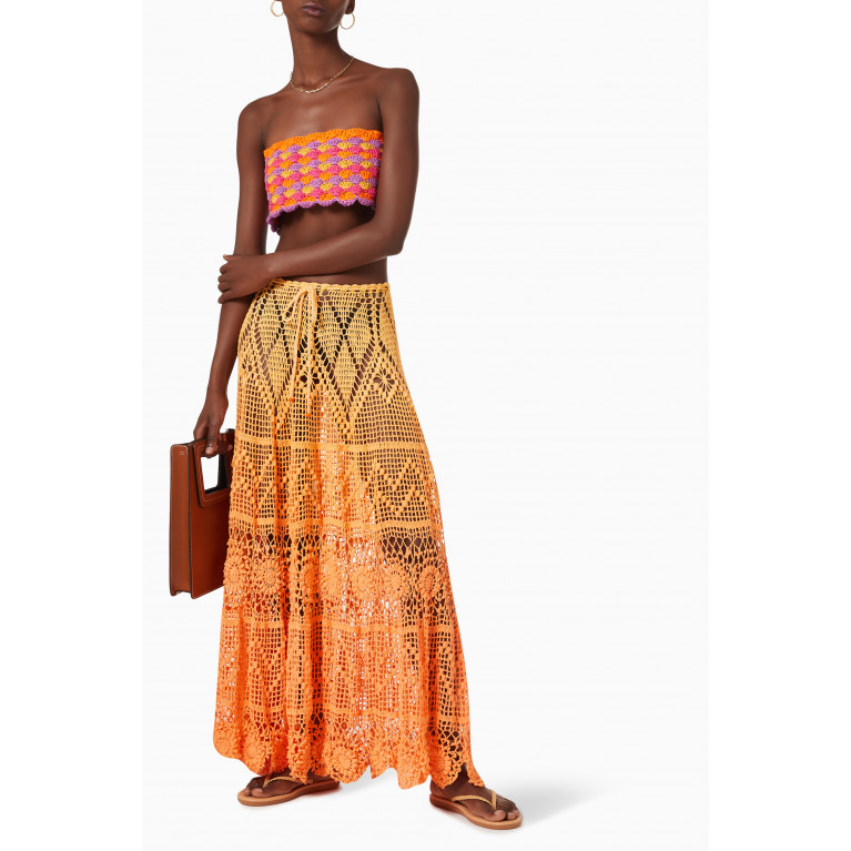 Alix Pinho - Sunset Crochet Maxi Skirt in Cotton