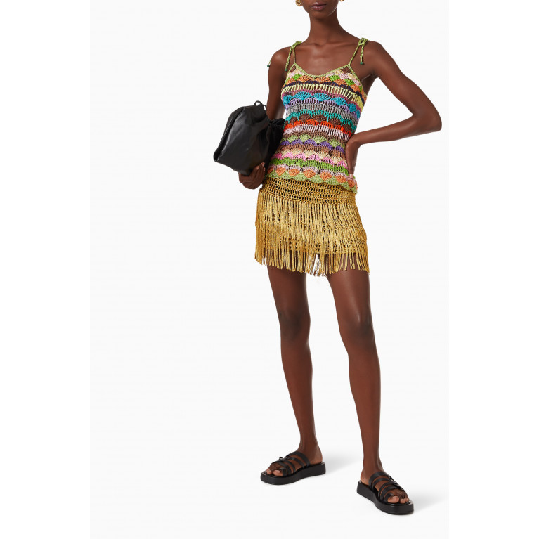 Alix Pinho - Ibiza Fringed Crochet Mini Skirt