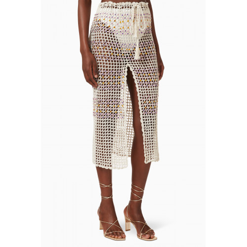Alix Pinho - Crystal-embellished Crochet Maxi Skirt in Cotton