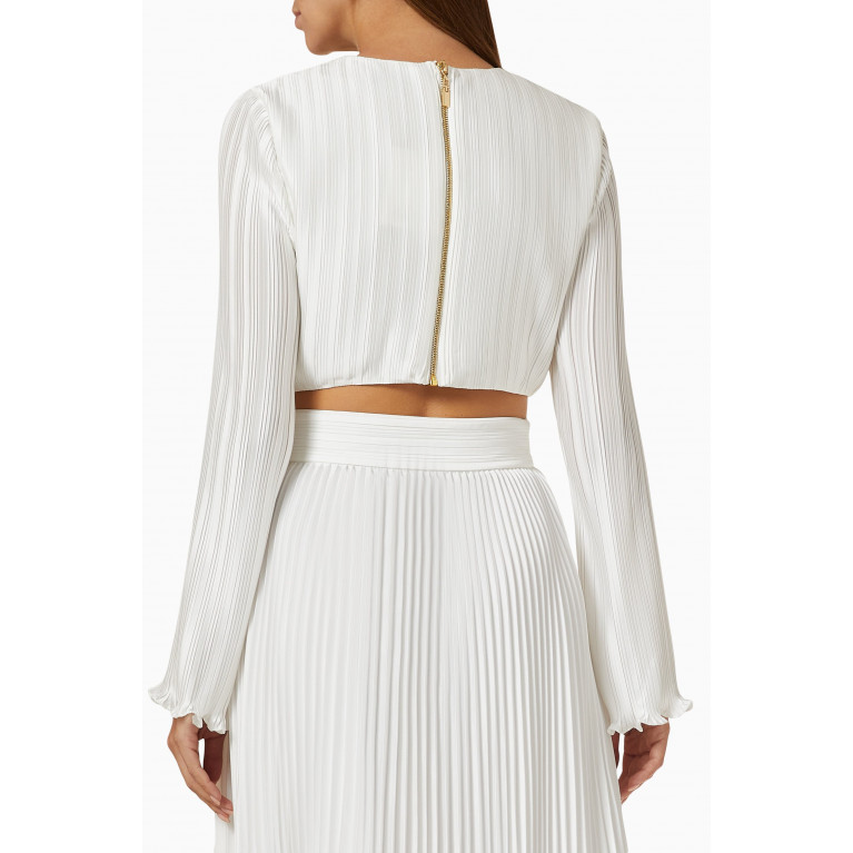Aiifos - Penelope Pleated Crop Top in Satin White