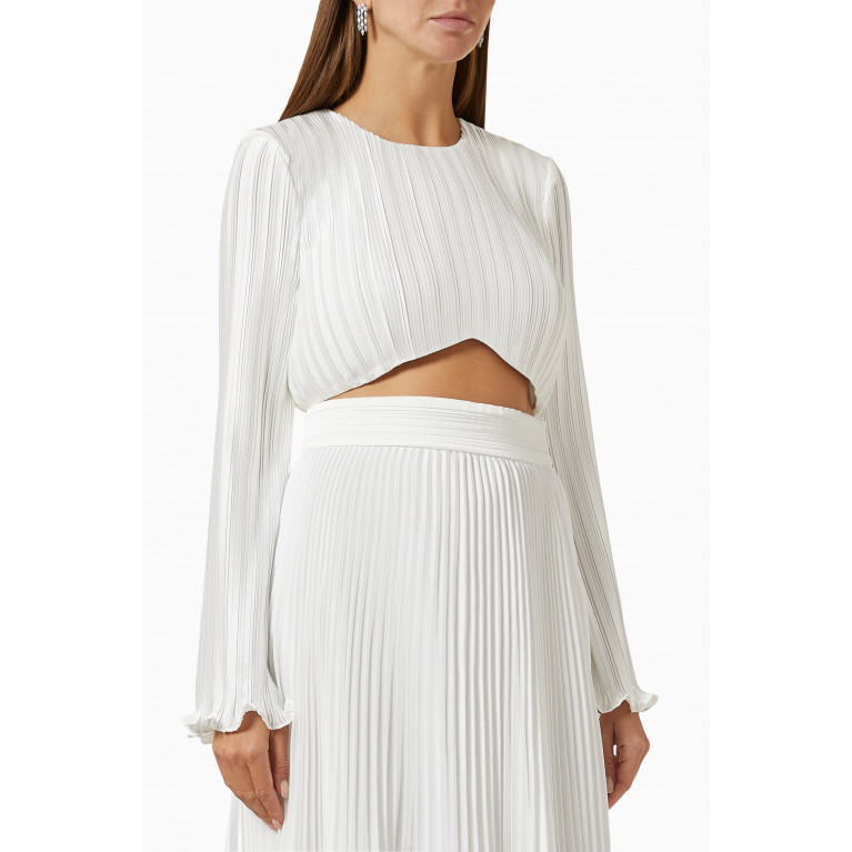 Aiifos - Penelope Pleated Crop Top in Satin White