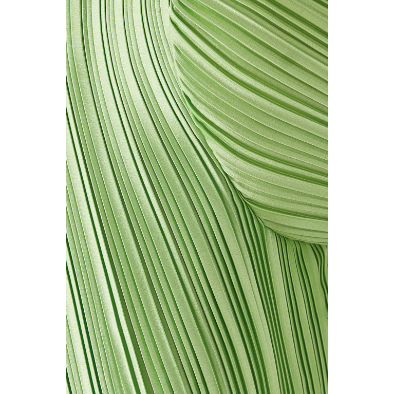 Aiifos - Phillipa Pleated Gown in Metallic Satin Green