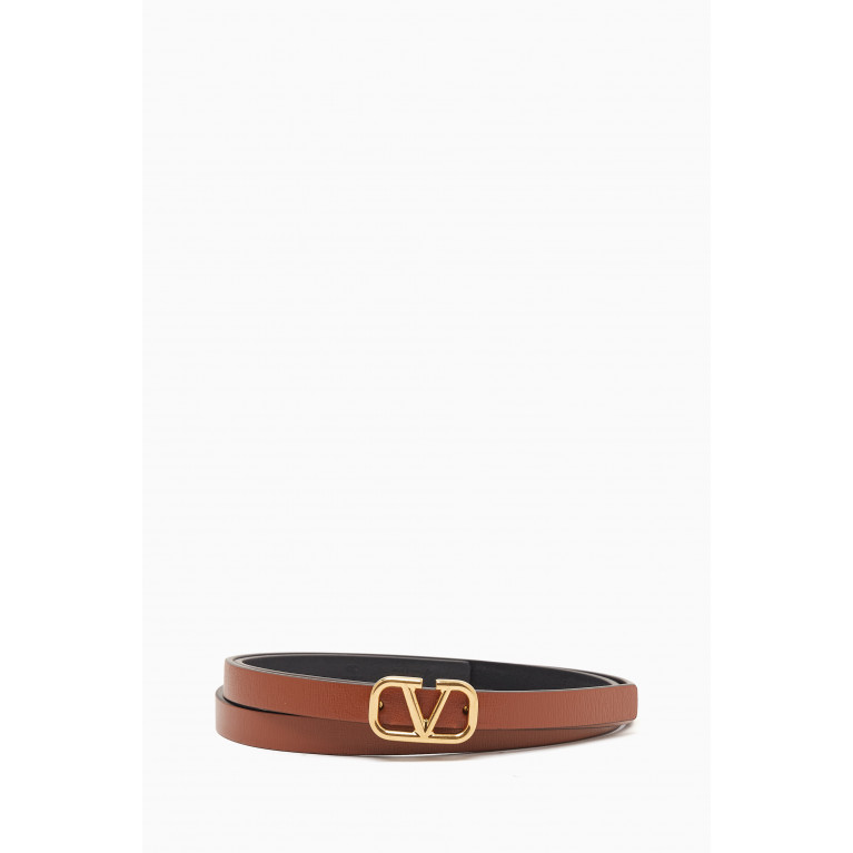 Valentino - Valentino Garavani VLogo Reversible Belt in Leather Brown