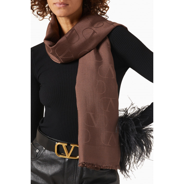 Valentino - V-logo Jacquard Shawl in Silk & Wool