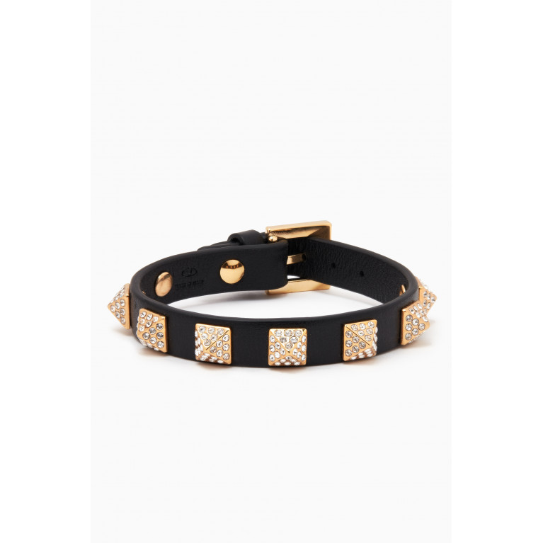 Valentino - Valentino Garavani Rockstud Crystal Bracelet in Leather Black