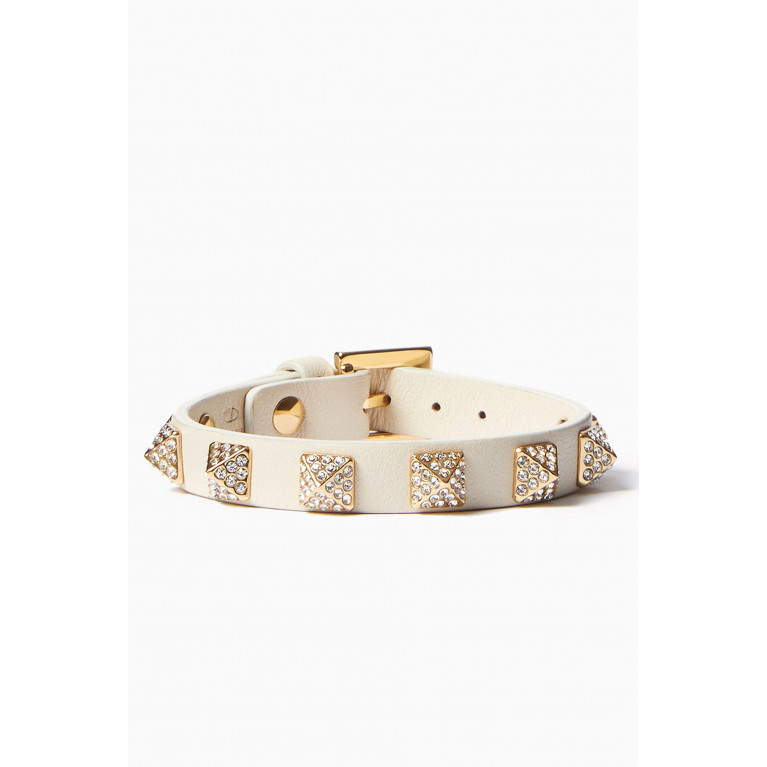 Valentino - Valentino Garavani Rockstud Crystal Bracelet in Leather White